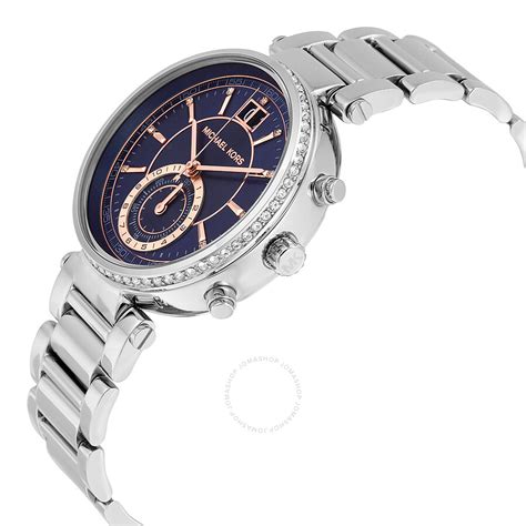 michael kors sawyer chronograph blue dial ladies watches|Michael Kors Sawyer Blue Dial Stainless Steel Ladies Watch .